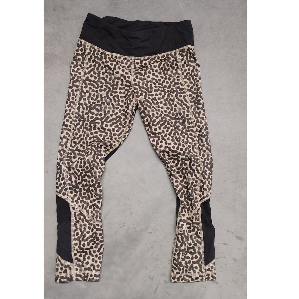 Lululemon Leggings Sz 4 Run Black Cream Animal Print